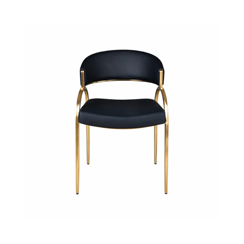 Monet Upholstered Dining Chair in Black PU with Brushed Gold Legs