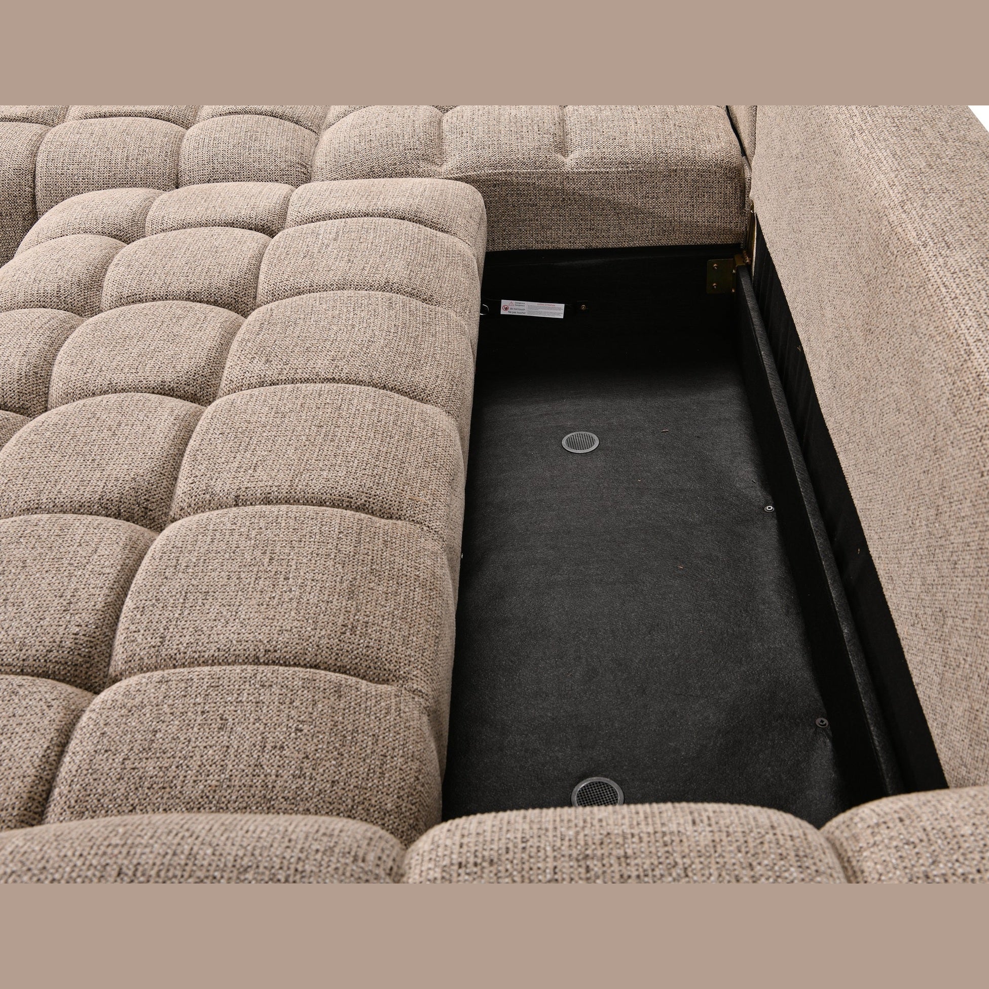 Tobia Pull-Out Sleeper Sectional with Storage Chaise – Taupe