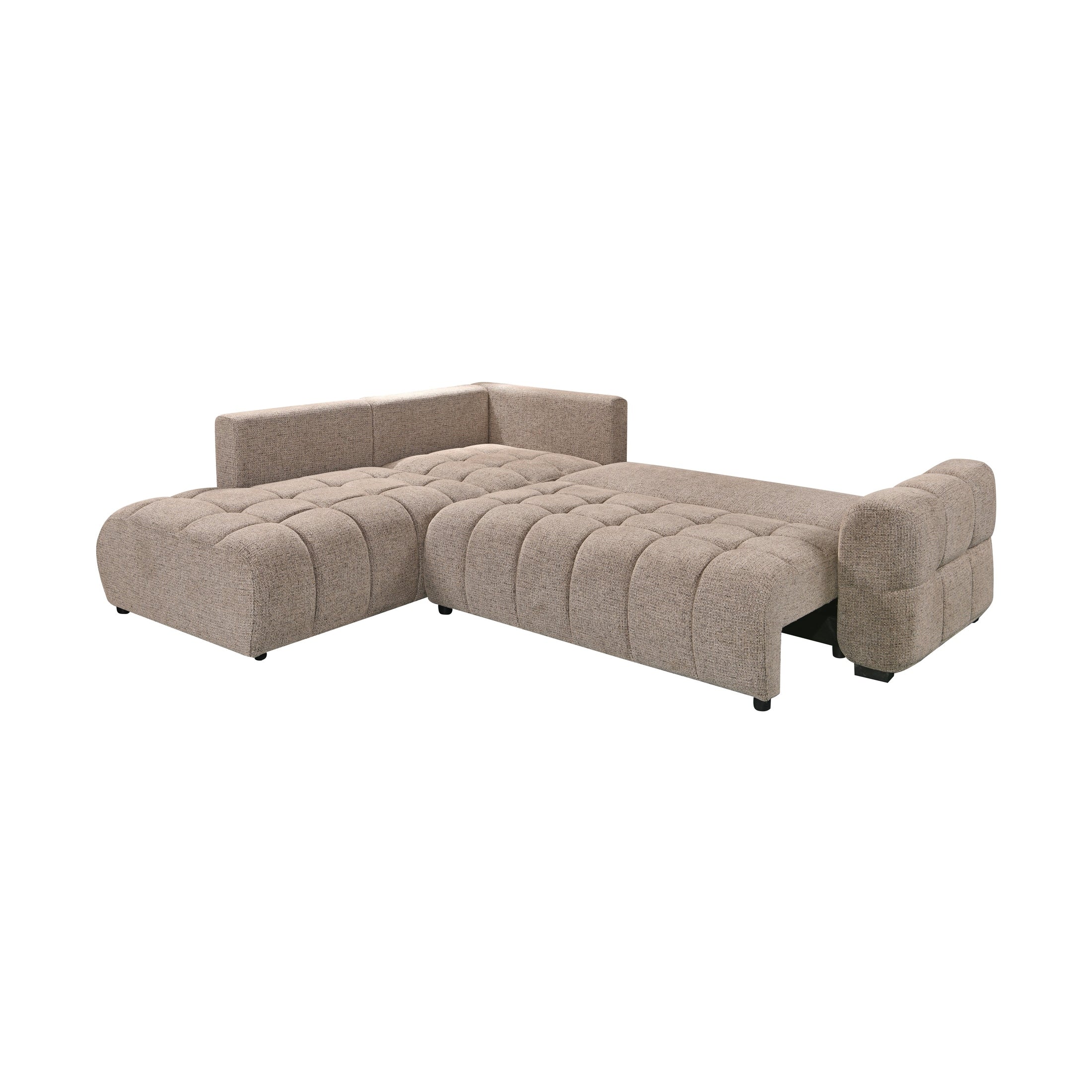 Tobia Pull-Out Sleeper Sectional with Storage Chaise – Taupe