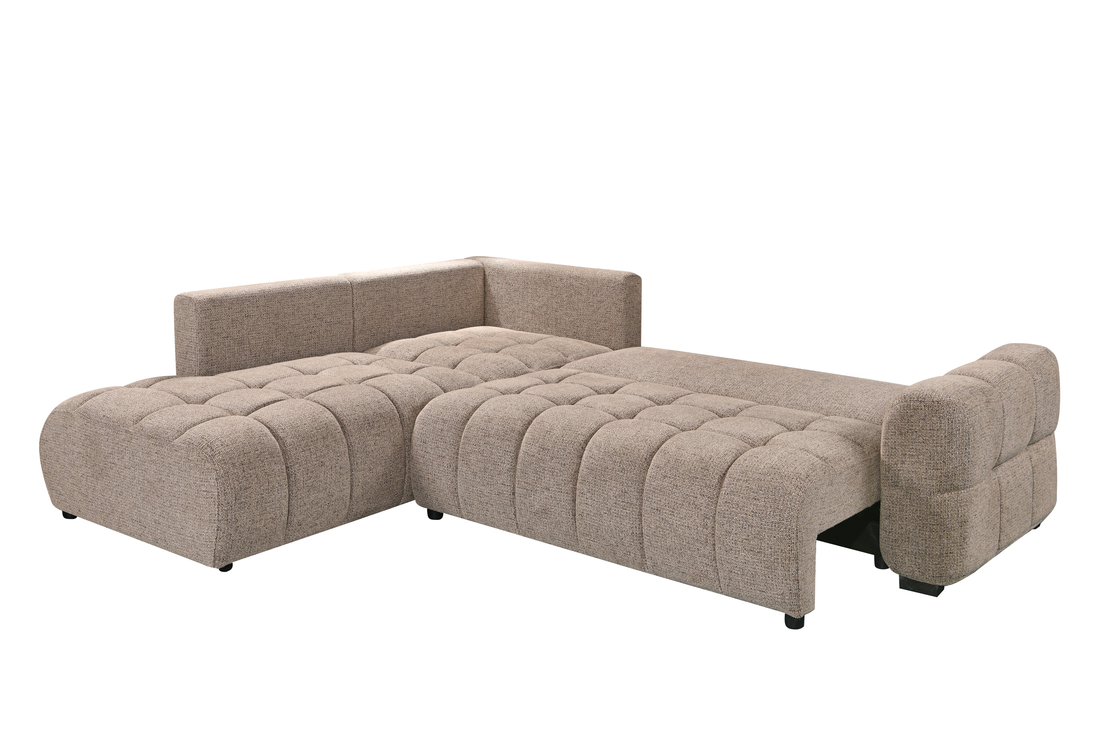 Tobia Pull-Out Sleeper Sectional with Storage Chaise – Taupe