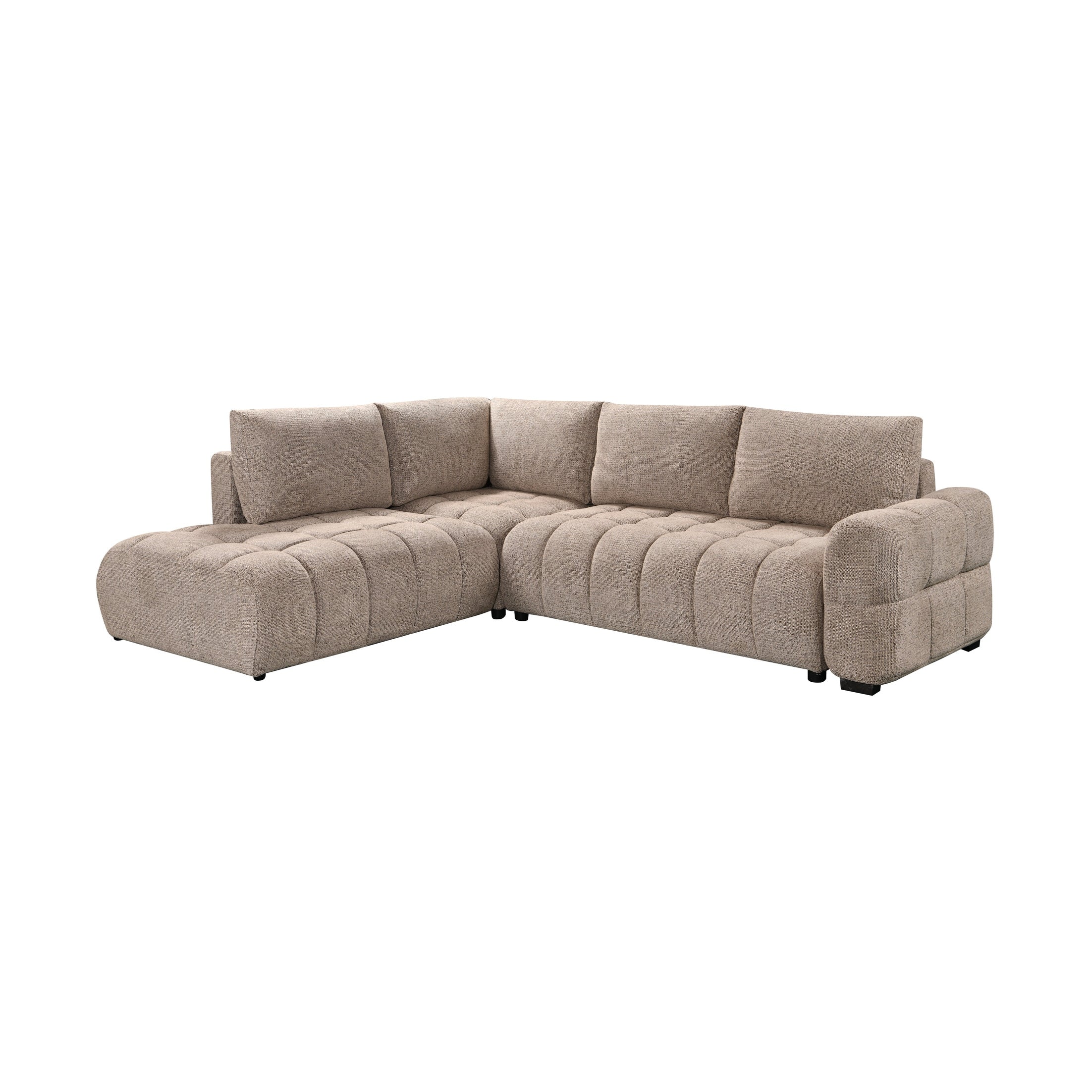 Tobia Pull-Out Sleeper Sectional with Storage Chaise – Taupe