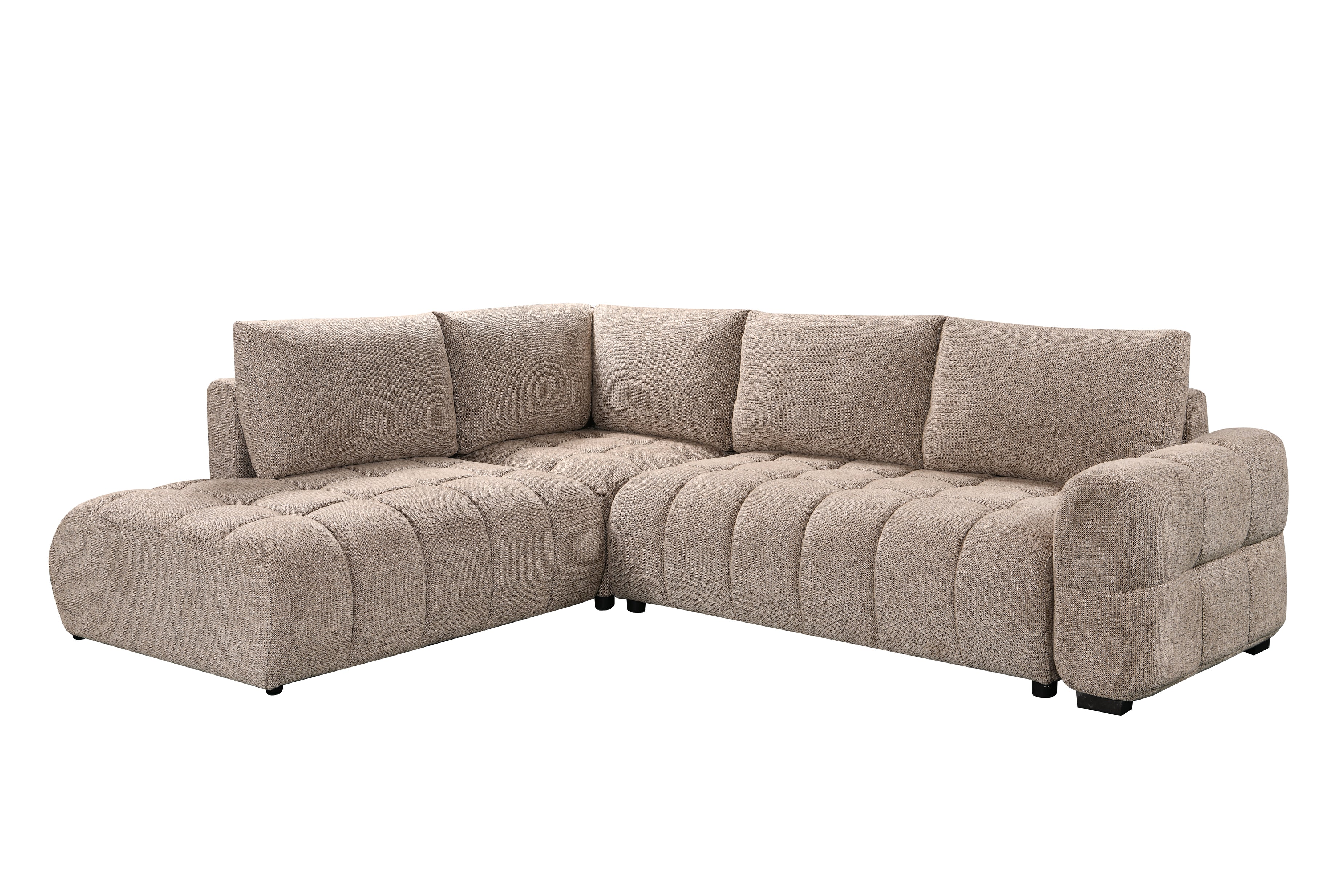 Tobia Pull-Out Sleeper Sectional with Storage Chaise – Taupe