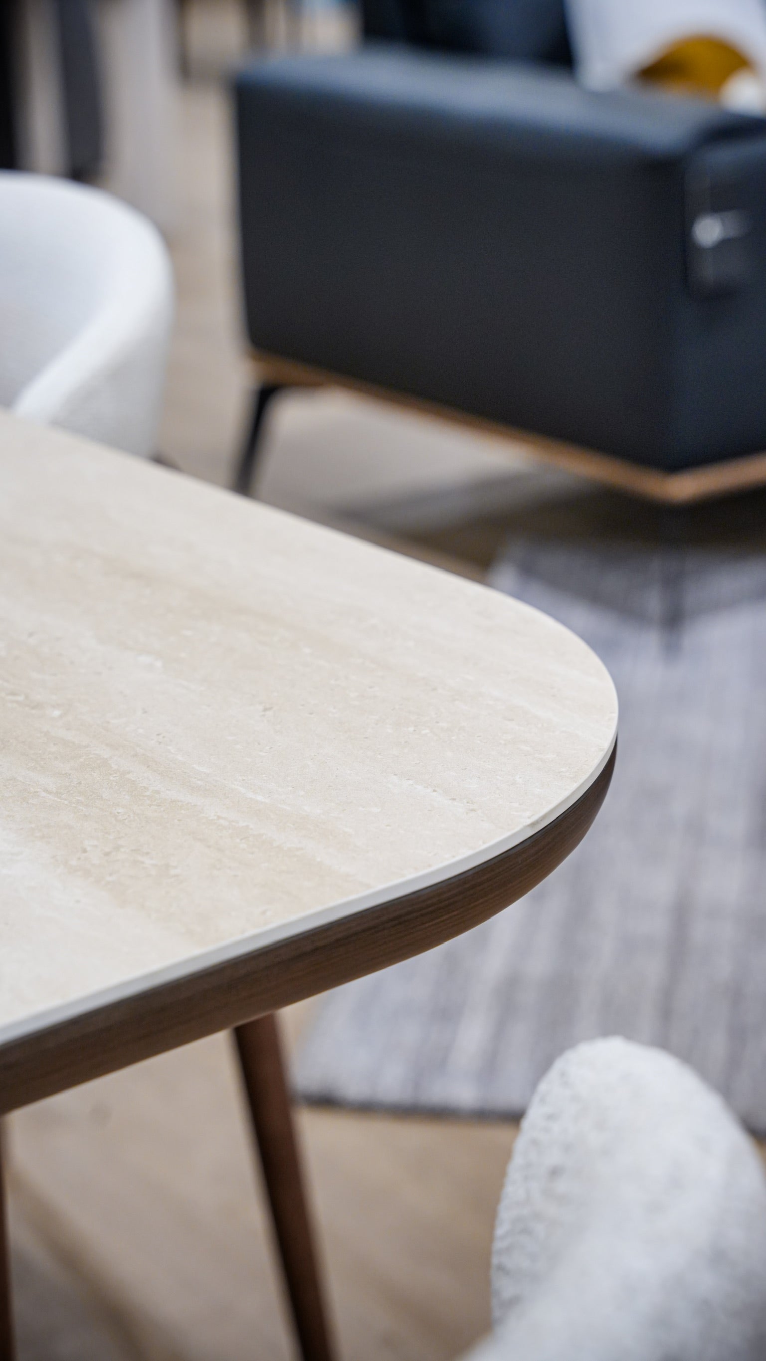 Atticus Dining Table with Travertine Ceramic Top