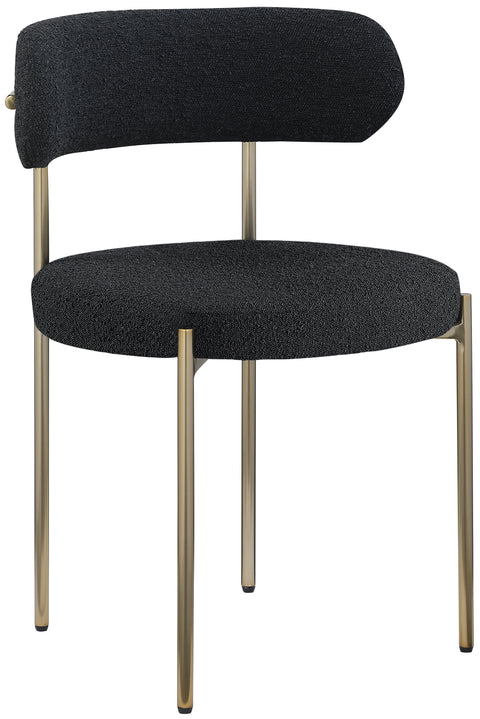 Ronda Boucle Fabric Dining Chair Brushed Brass - Black