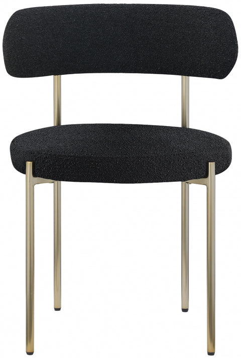 Ronda Boucle Fabric Dining Chair Brushed Brass - Black