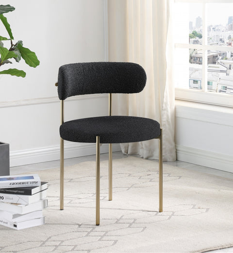 Ronda Boucle Fabric Dining Chair Brushed Brass - Black
