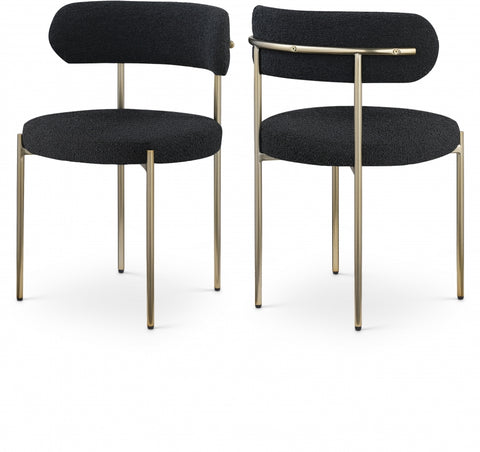 Ronda Boucle Fabric Dining Chair Brushed Brass - Black