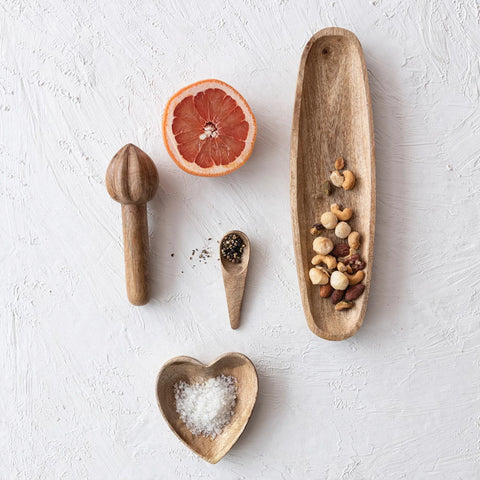 Mango Wood Heart Shaped Dish, Natural