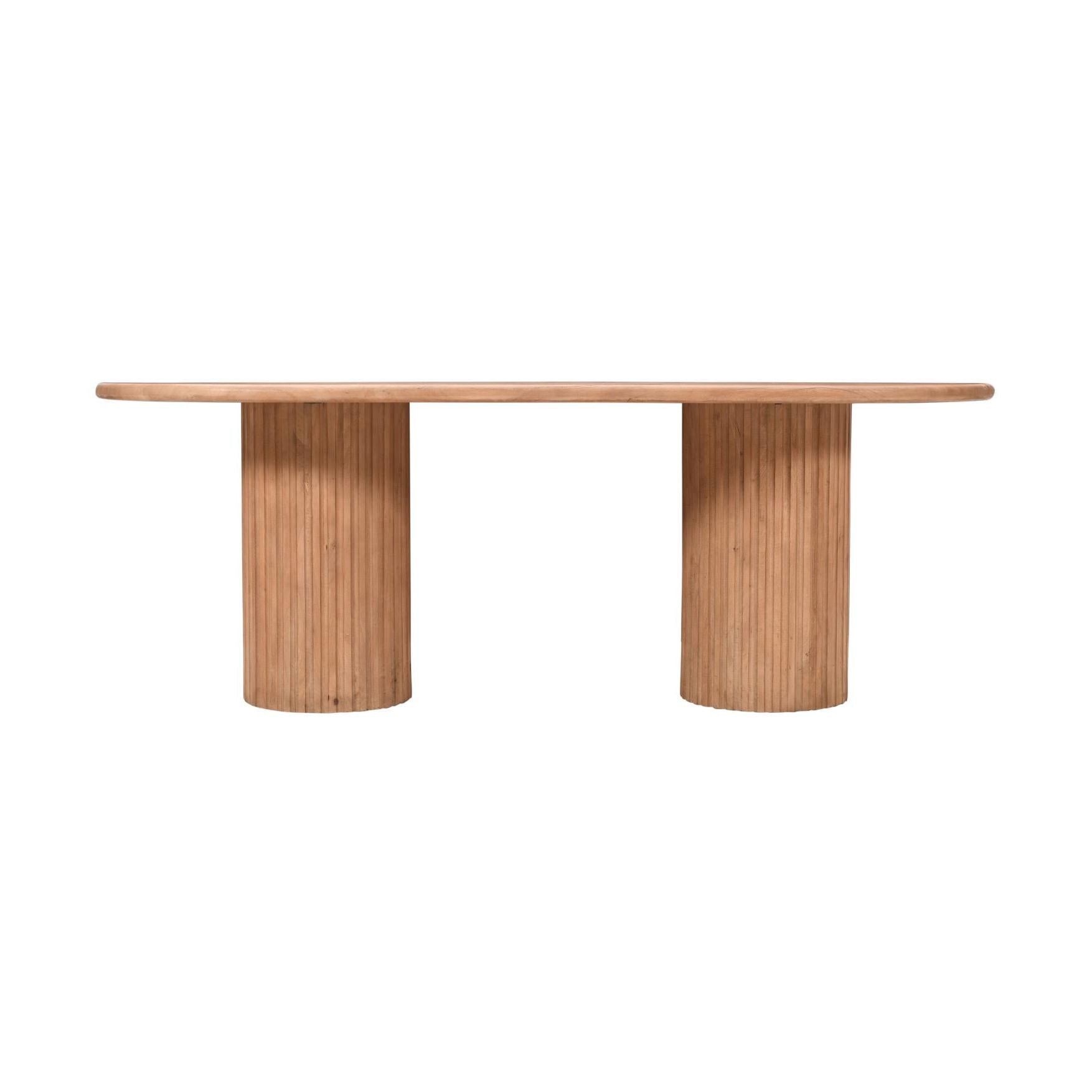 Breck 84" Double Pedestal Dining Table – Natural Oak