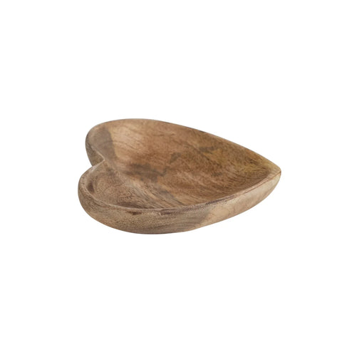 Mango Wood Heart Shaped Dish, Natural