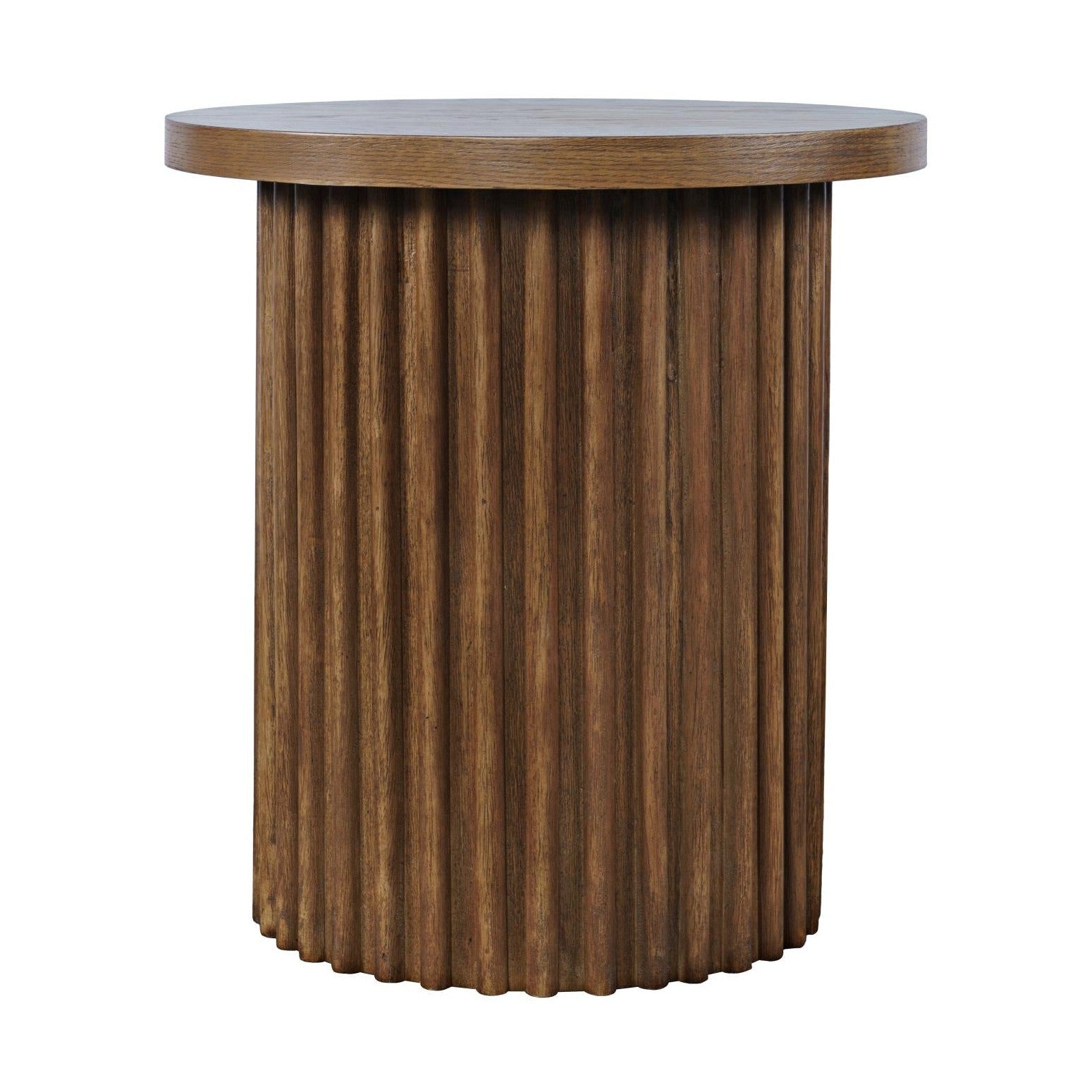 Auden Round Fluted Oak Side Table – Chestnut