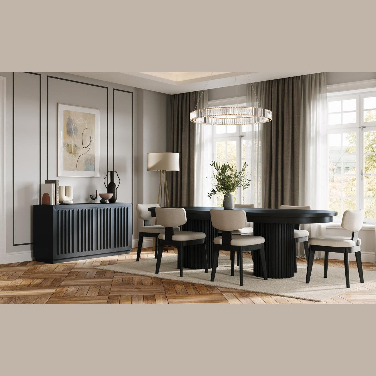 Auden 84"-102" Extendable Oval Dining Table – Black