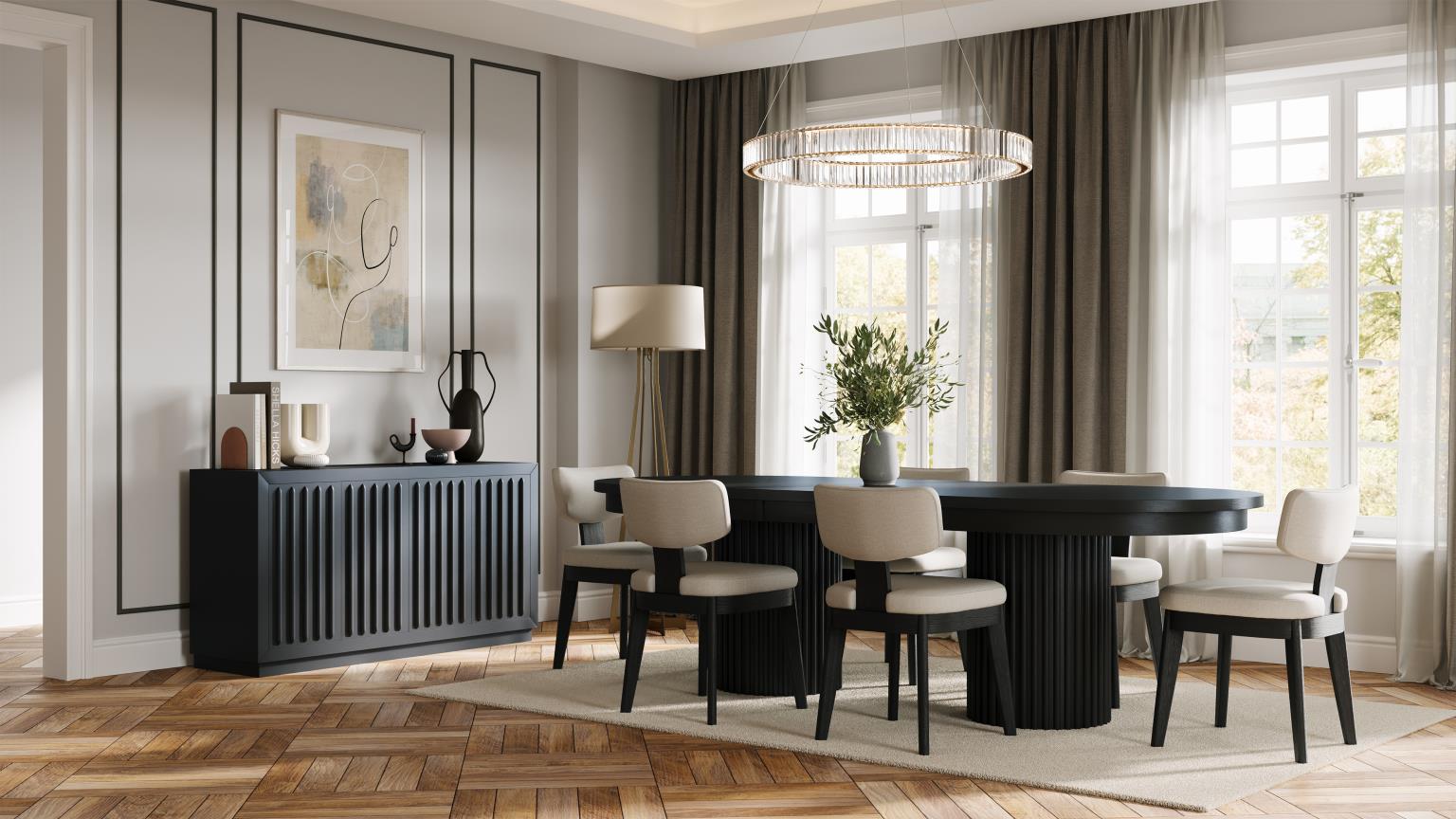 Auden 84"-102" Extendable Oval Dining Table – Black