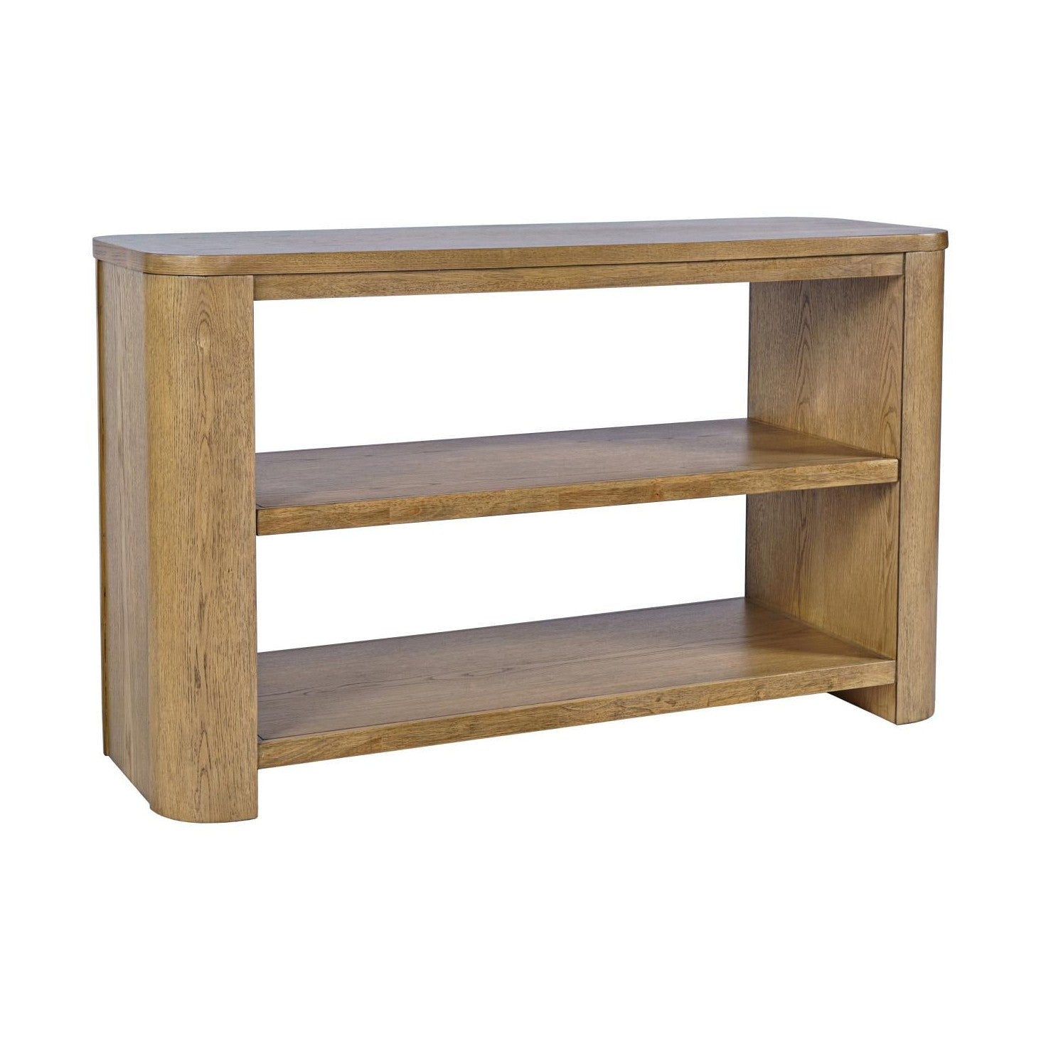 Janzen Oak Sofa Table with Open Shelving – Cascade Oak