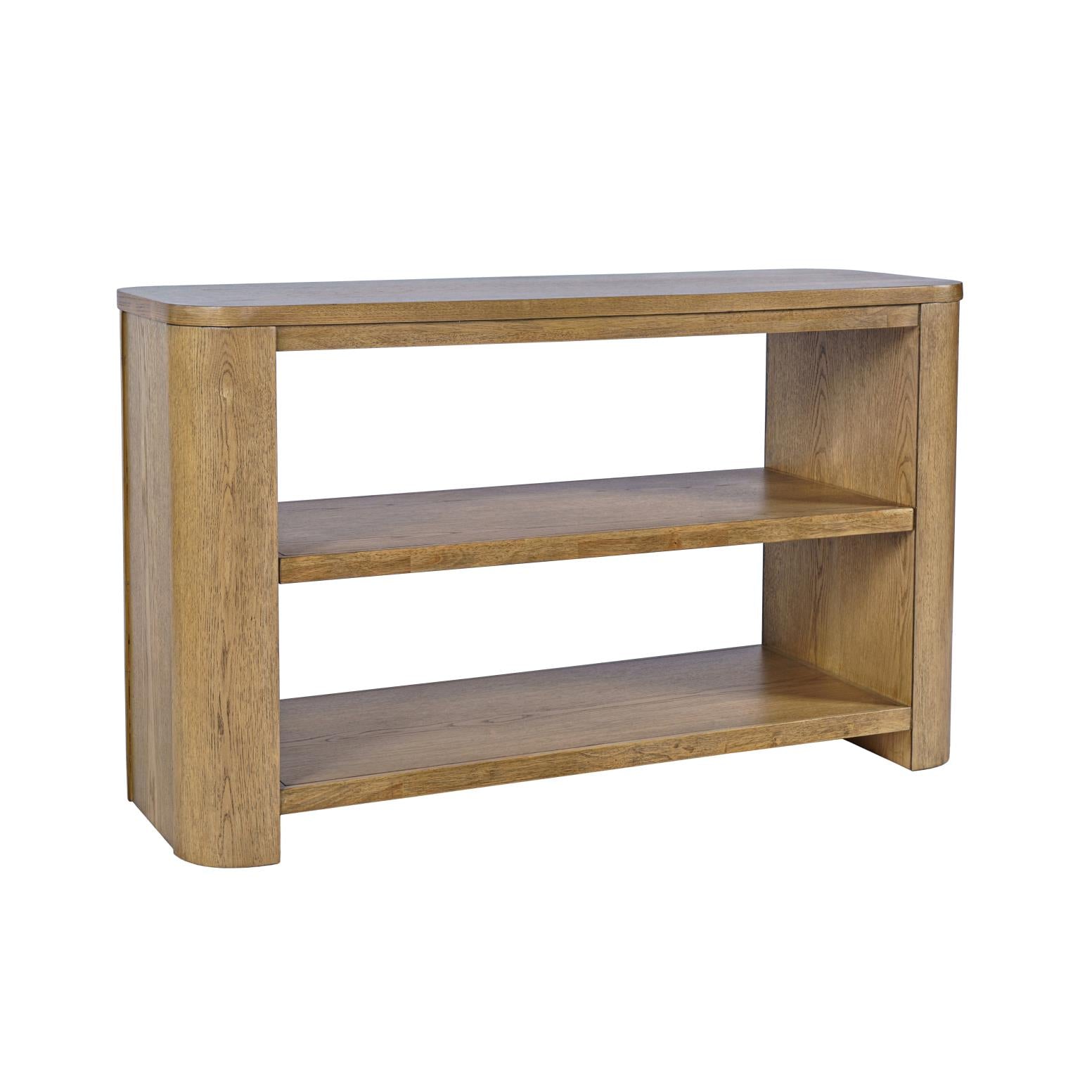 Janzen Oak Sofa Table with Open Shelving – Cascade Oak
