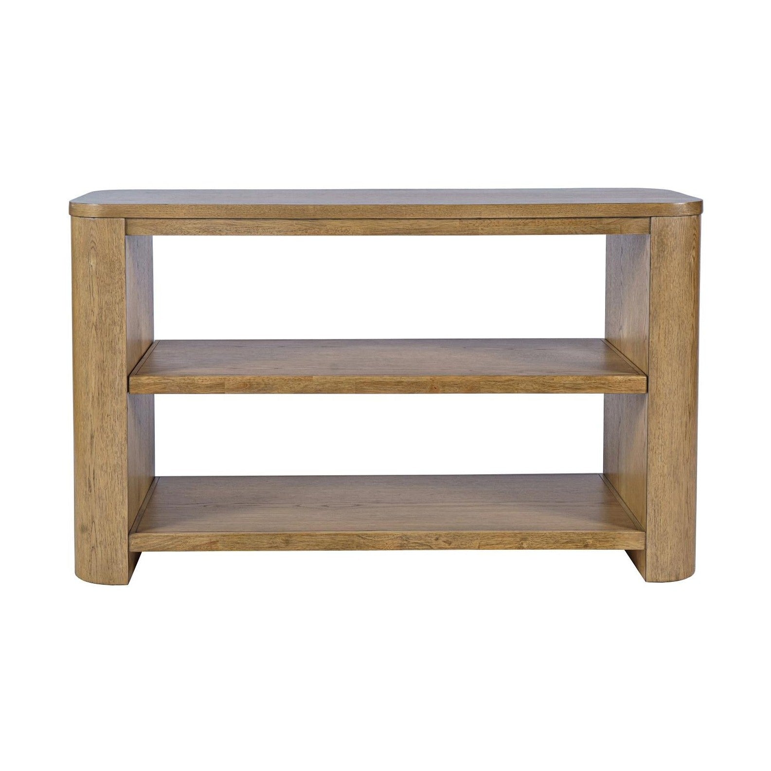 Janzen Oak Sofa Table with Open Shelving – Cascade Oak