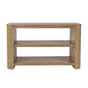 Janzen Oak Sofa Table with Open Shelving – Cascade Oak