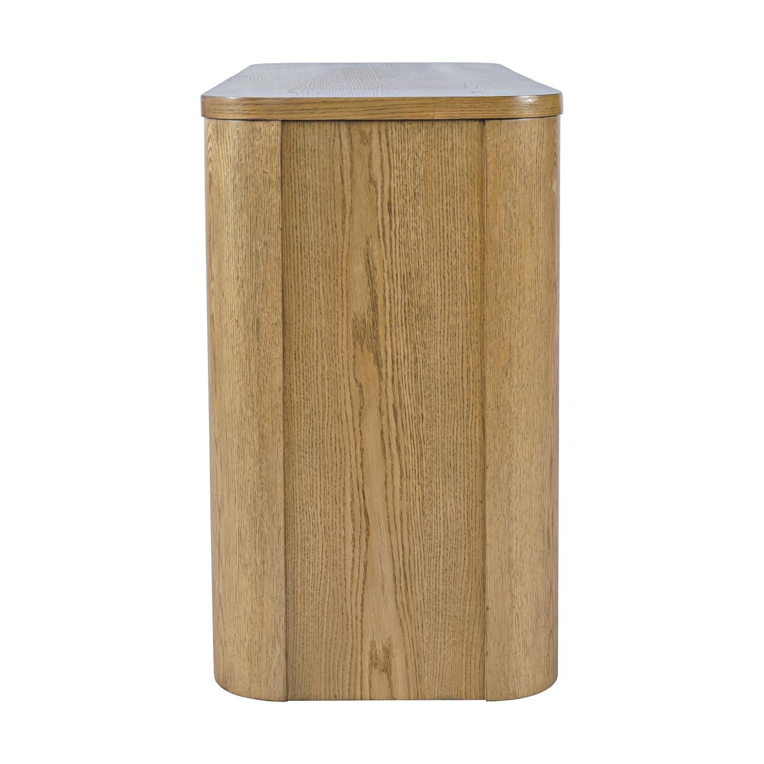 Janzen Oak Sofa Table with Open Shelving – Cascade Oak