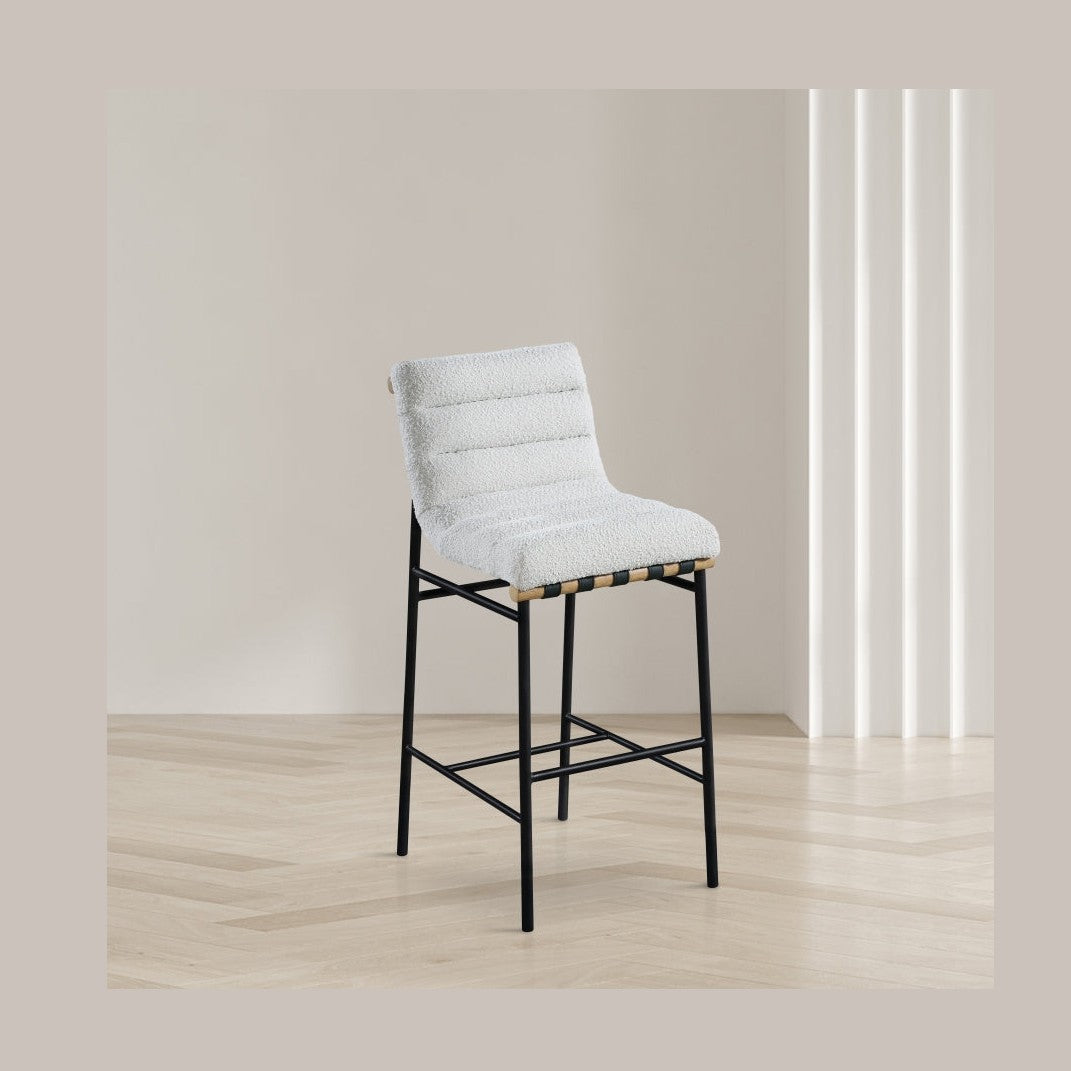 Ryna Boucle Fabric Counter Stool - Cream