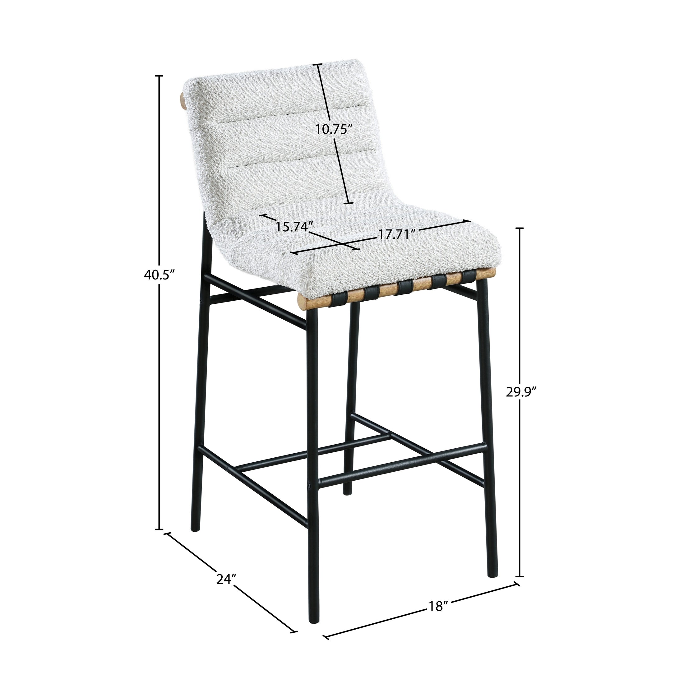 Ryna Boucle Fabric Counter Stool - Cream