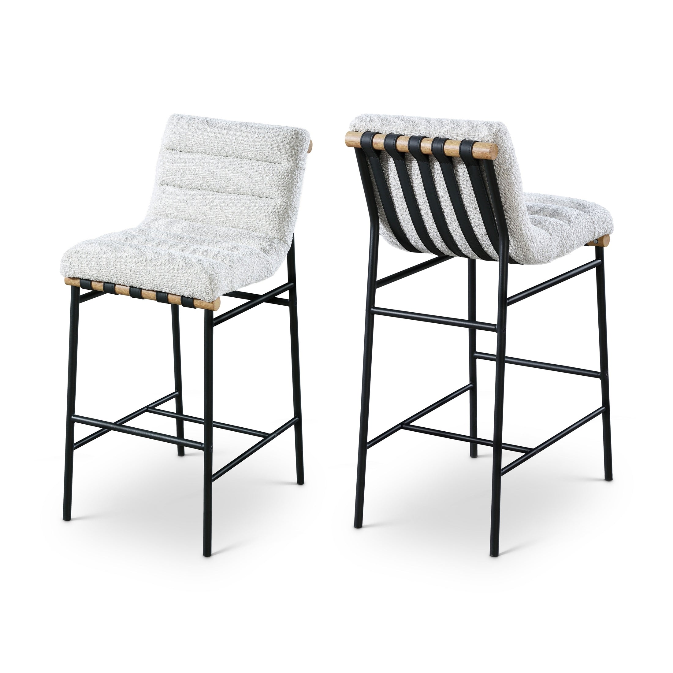 Ryna Boucle Fabric Counter Stool - Cream