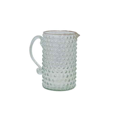 Hand-Blown Glass Hobnail Pitcher - 42 oz.