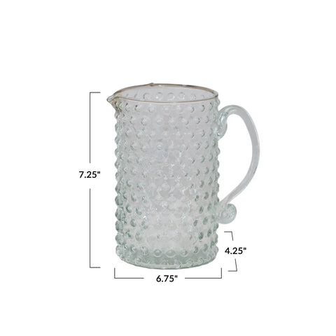 Hand-Blown Glass Hobnail Pitcher - 42 oz.