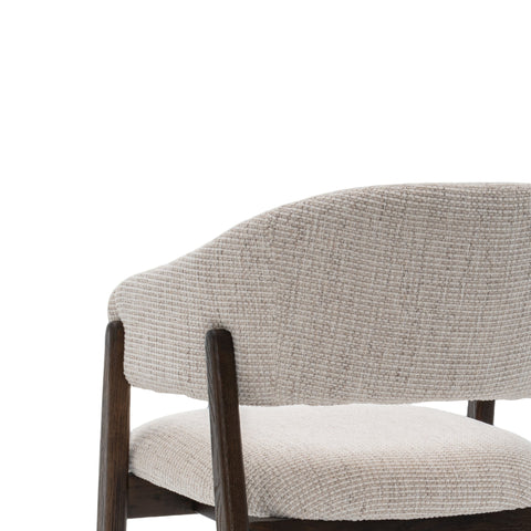 Brina Dining Chair – Beige Upholstery & Dirty Oak Wood Frame