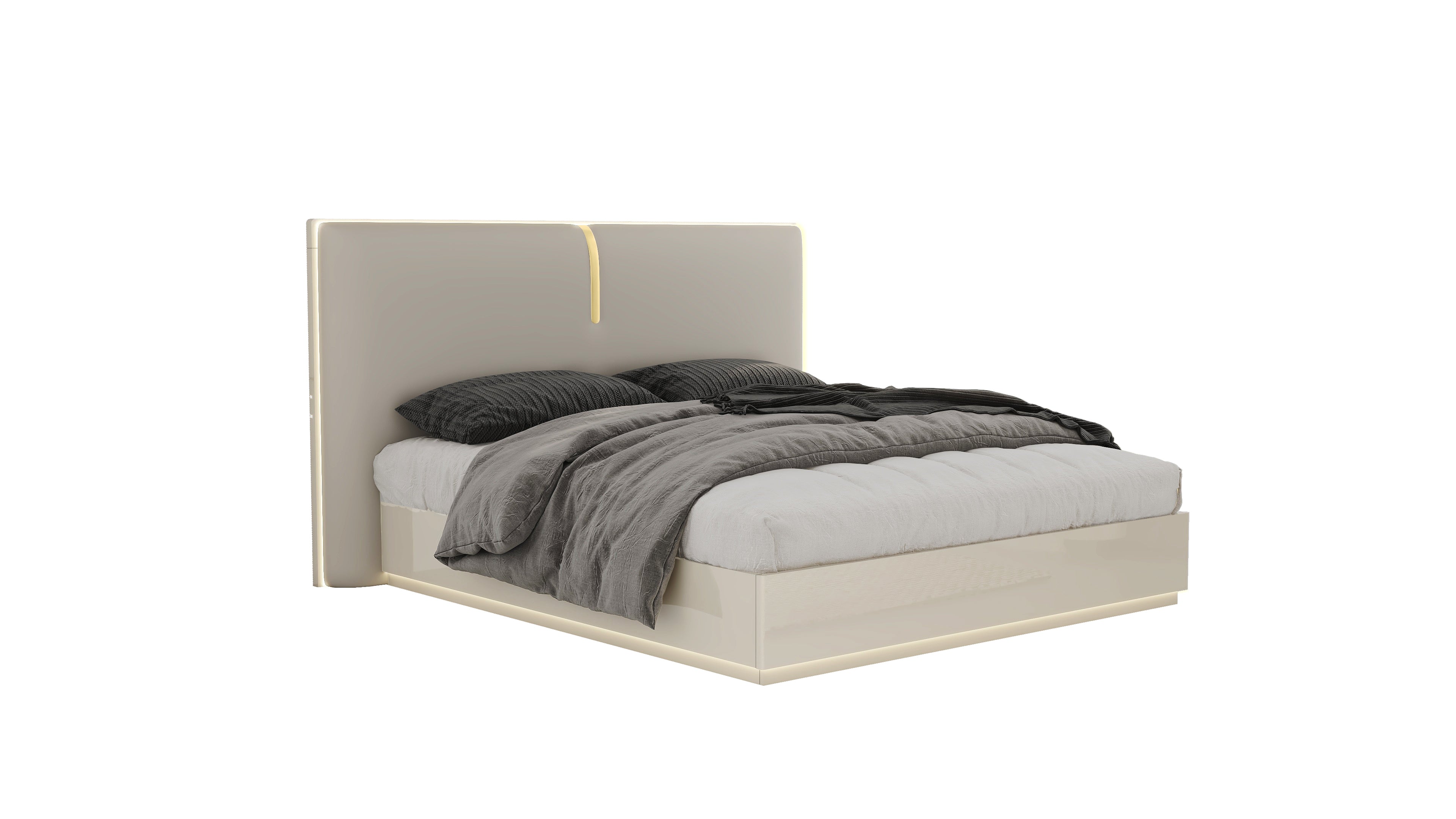Zelie Glossy Bed with Hydraulic Storage