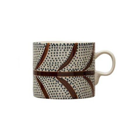 16 oz. Hand-Painted Stoneware Mug w/ Pattern