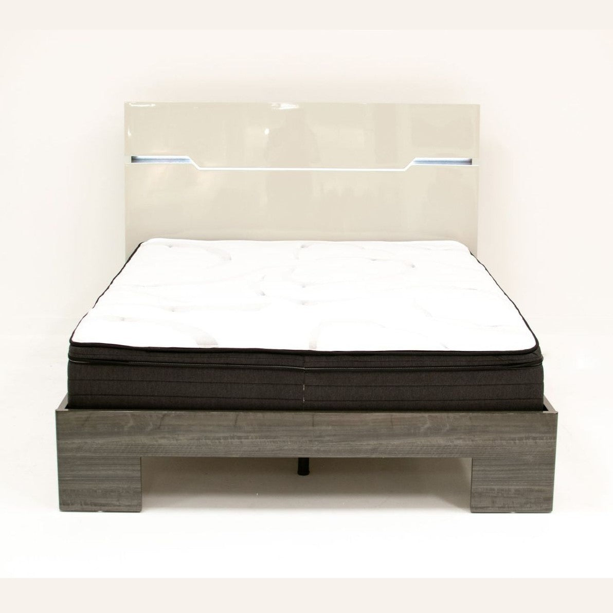Benson Grey/ Brown Glossy Finish King Bed no storage