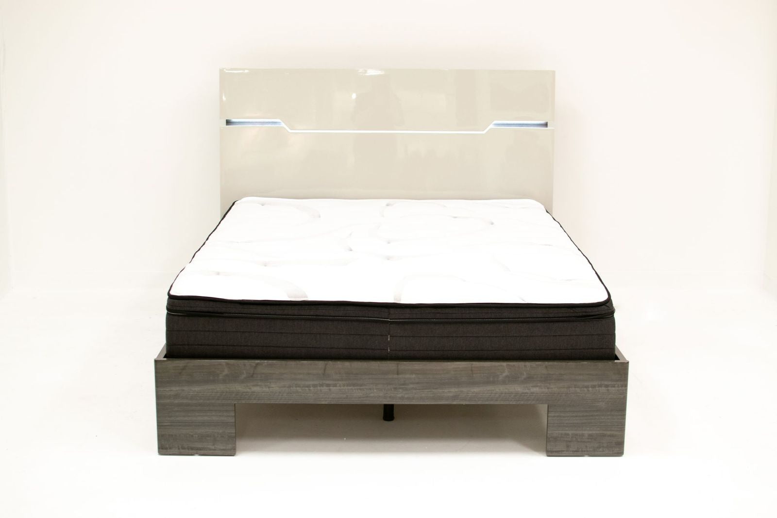 Benson Grey/ Brown Glossy Finish King Bed no storage