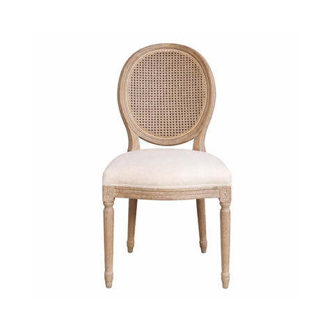 Melwynn Dining Chair w/ Cane Back Antique Linen