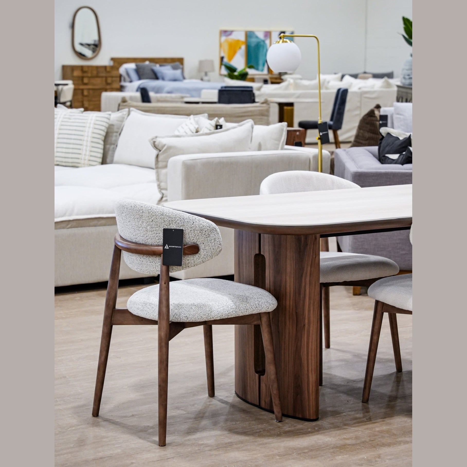 Atticus Dining Table with Travertine Ceramic Top