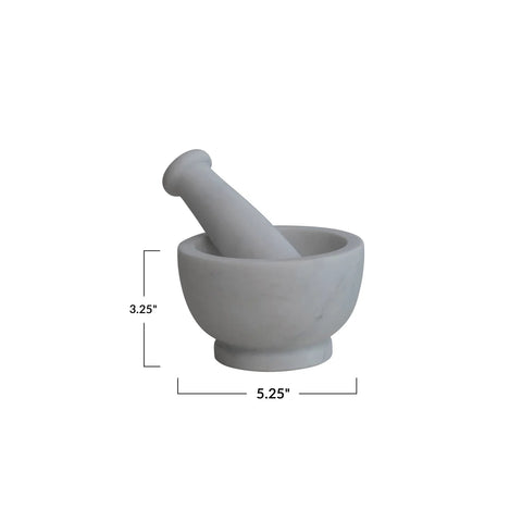 Marble Mortar & Pestle, White - Set of 2