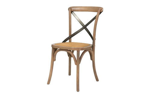 Cross Back Chair w/ Rattan Seat - Sundried