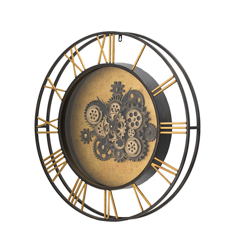 Grind Gold and Black Round Gear Clock
