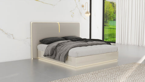 Zelie Glossy Bed with Hydraulic Storage - Queen