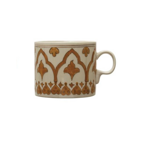 16 oz. Hand-Painted Stoneware Mug w/ Pattern