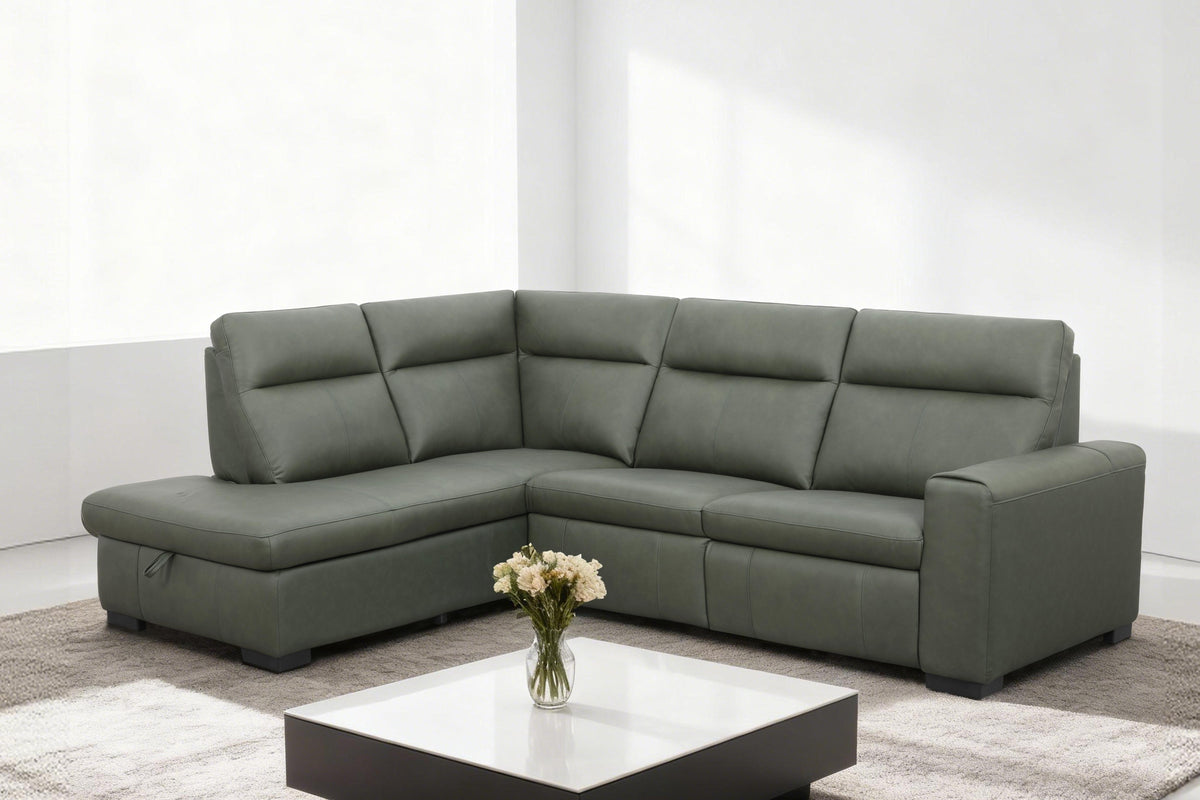 Carlsen  3-Piece Leather Power Reclining Sectional with Storage Chaise