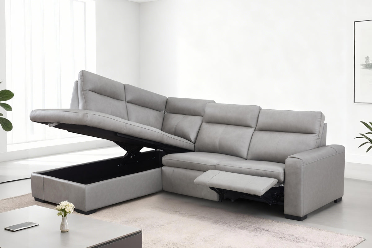 Carlsen  3-Piece Leather Power Reclining Sectional with Storage Chaise