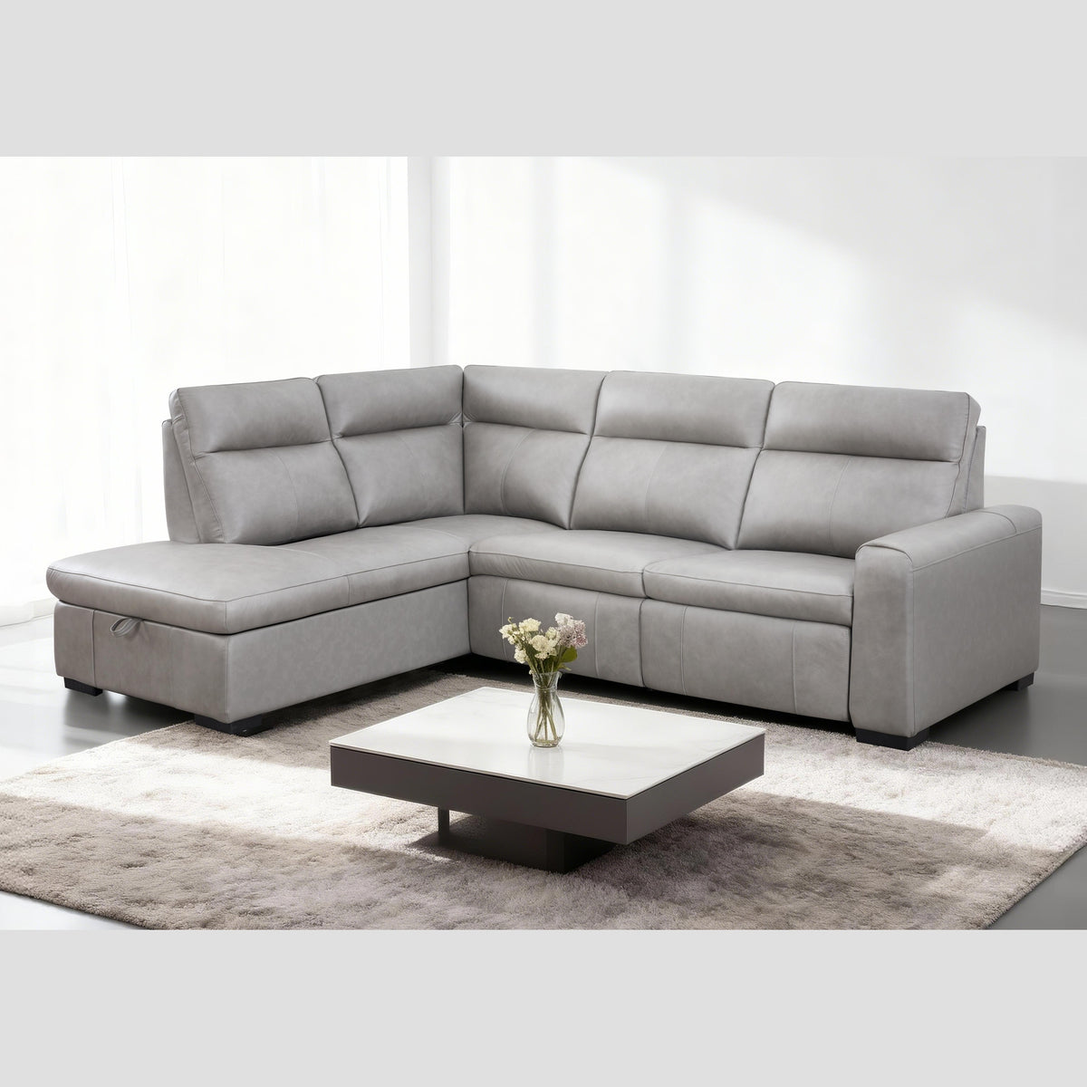 Carlsen  3-Piece Leather Power Reclining Sectional with Storage Chaise