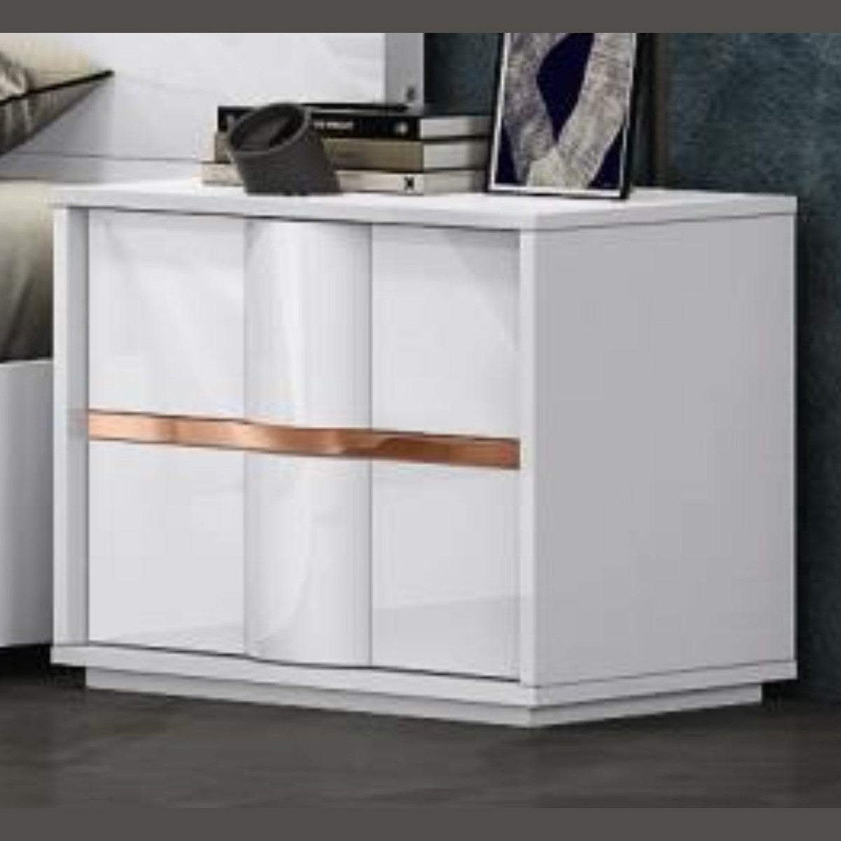 Ondine White Glossy Night Stand