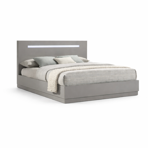 Casia Gloosy Bed with LED Lights - Grey