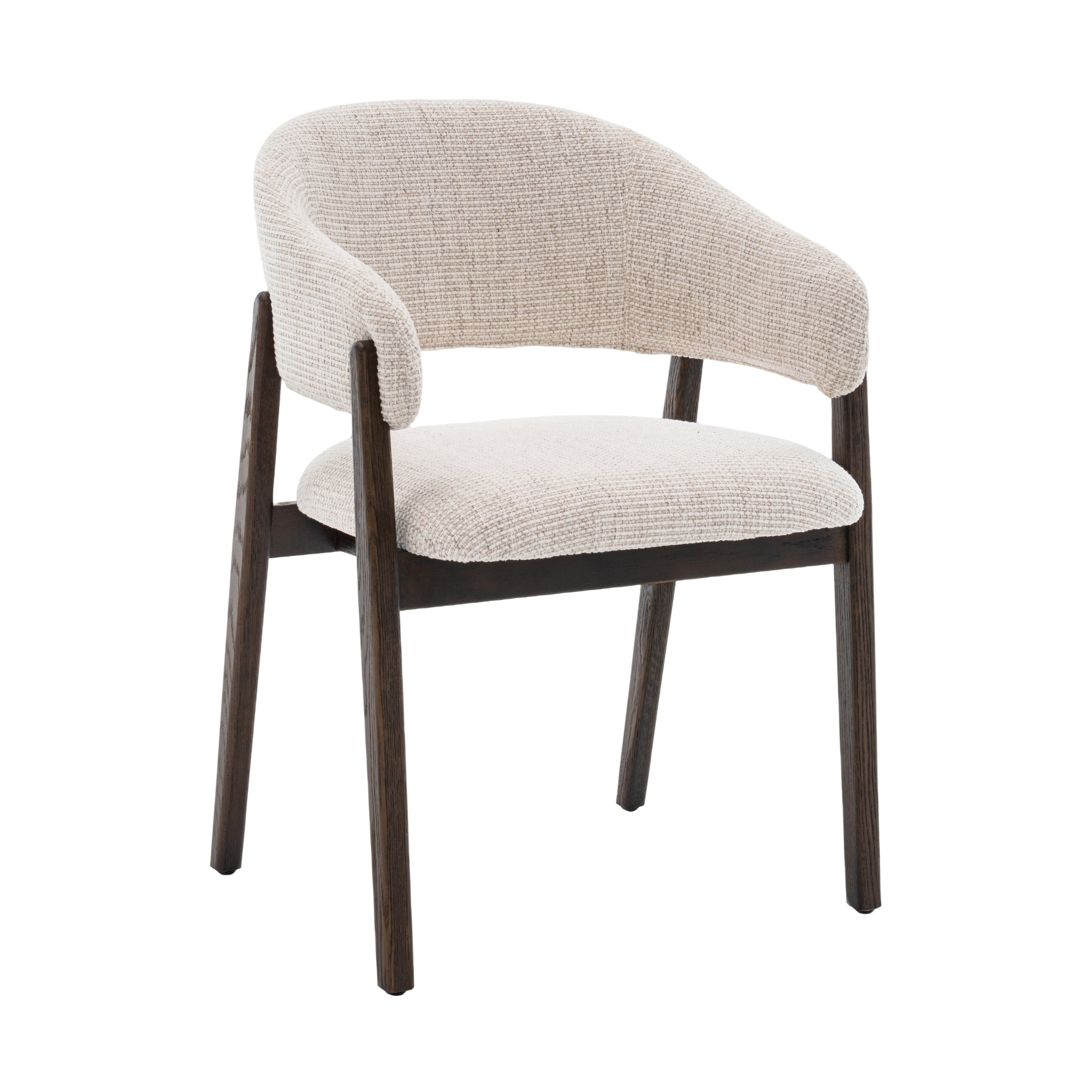 Brina Dining Chair – Beige Upholstery & Dirty Oak Wood Frame