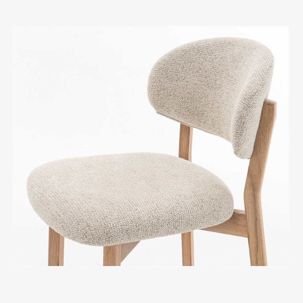Milena Counter Stool - Beige Upholstery with Natural Oak Wood Frame