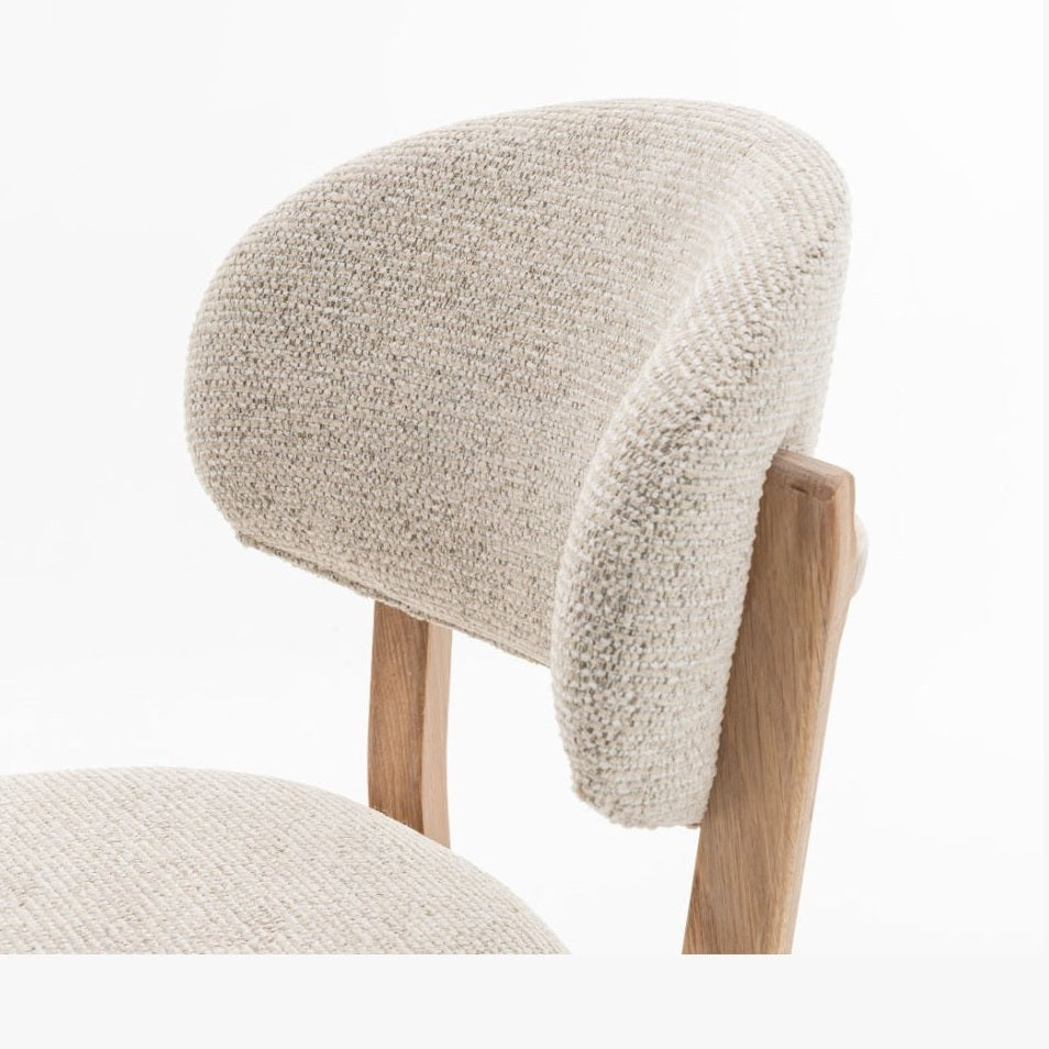 Milena Counter Stool - Beige Upholstery with Natural Oak Wood Frame