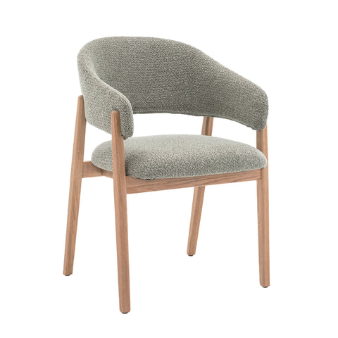 Brina Dining Chair – Mint Green Upholstery & Natural Wood Frame