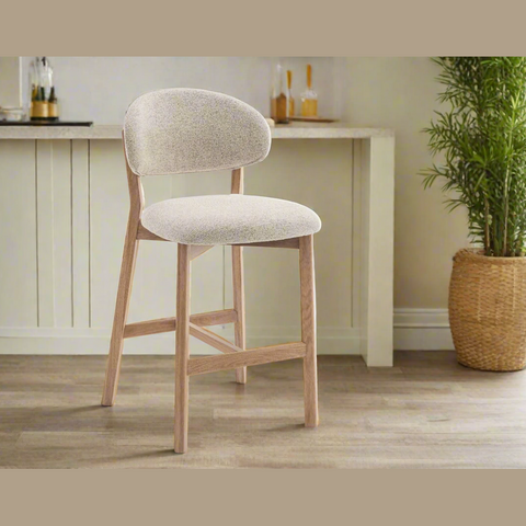 Milena Natural Oak Counter Stool - Beige