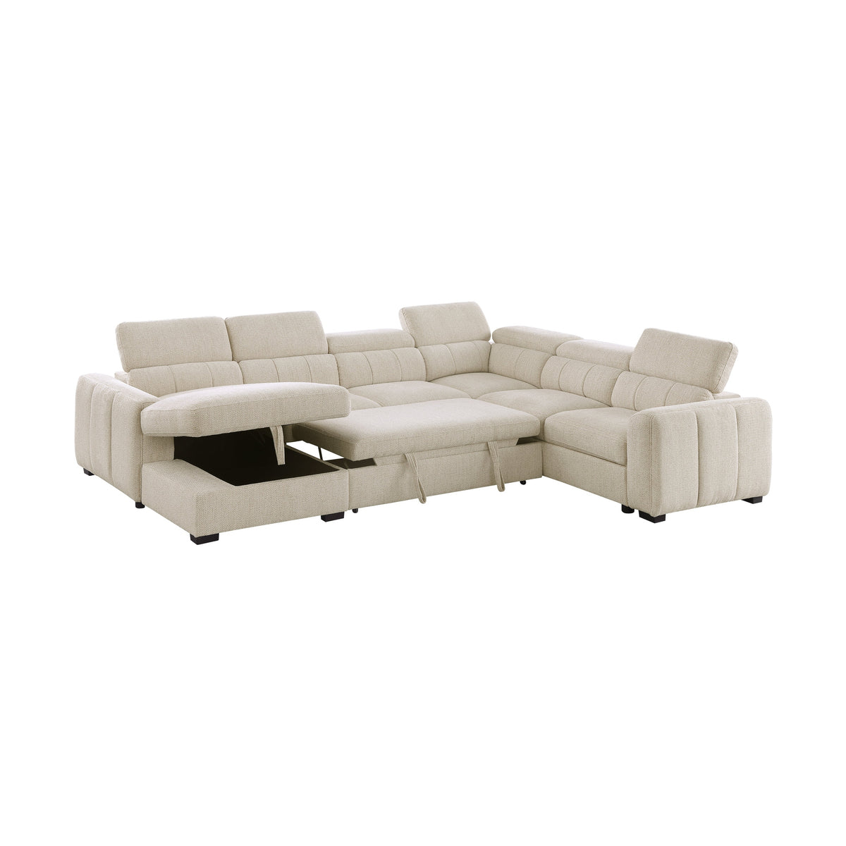 Caelan Sectional Sleeper with Chaise – Warm Beige